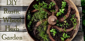 diy rustic wheel herb container garden project