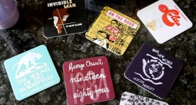 out of print coaster set