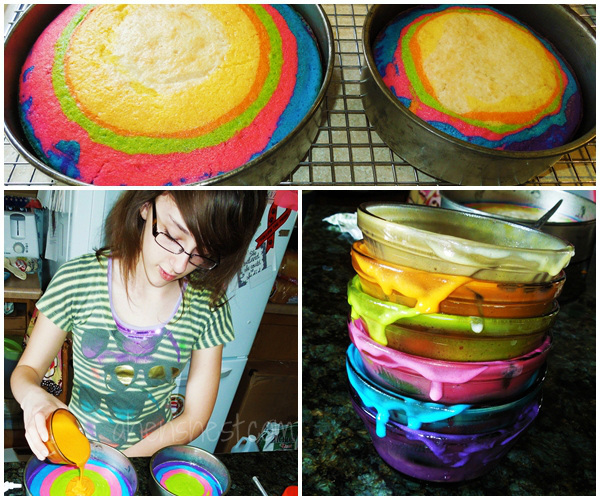 baking a rainbow cake
