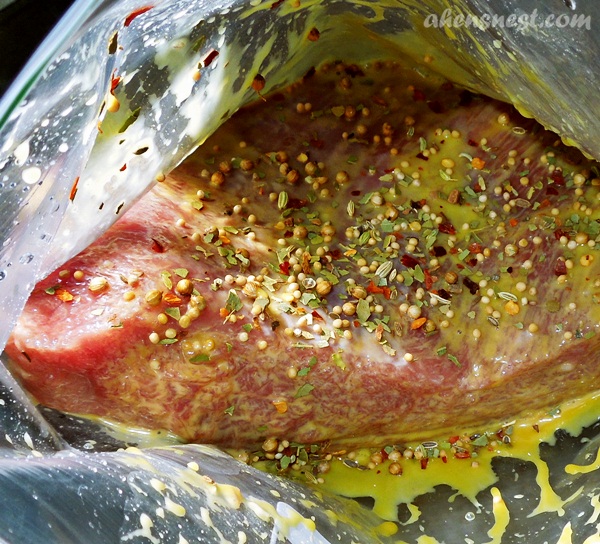 corned beef marinade in a plastic bag