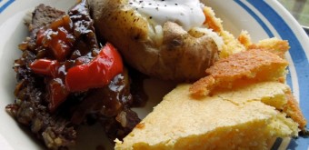 oven baked london broil steak and skillet cornbread