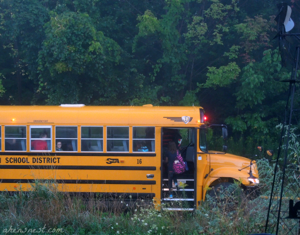 boarding the bus on the first day of school 2012