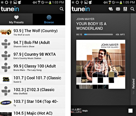 tunein radio app