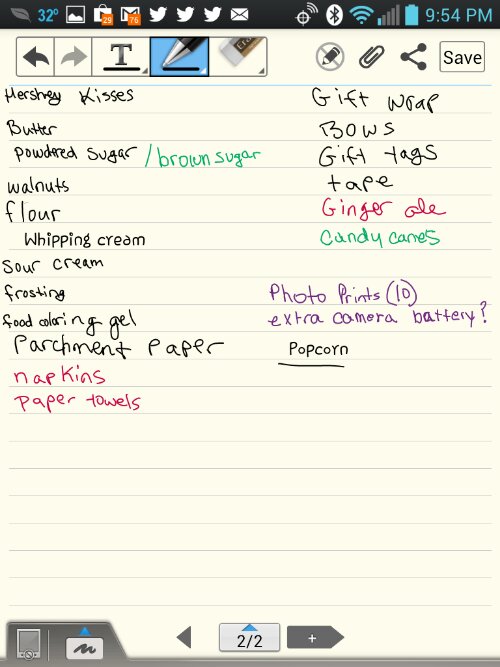 QuickMemo grocery list on Intuition LG