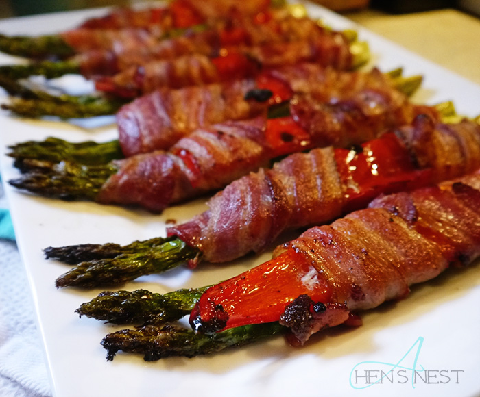 bacon-wrapped asparagus and pepper