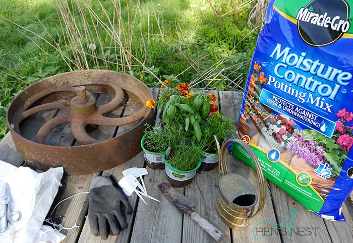 diy rustic wheel herb garden supplies