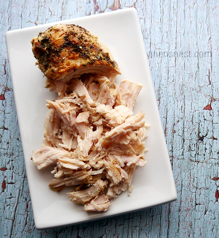 oven baked Juicy shredded chicken breasts