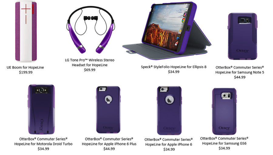 Verizon HopeLine program - exclusive purple accessories to support Domestic Violence Awareness Month